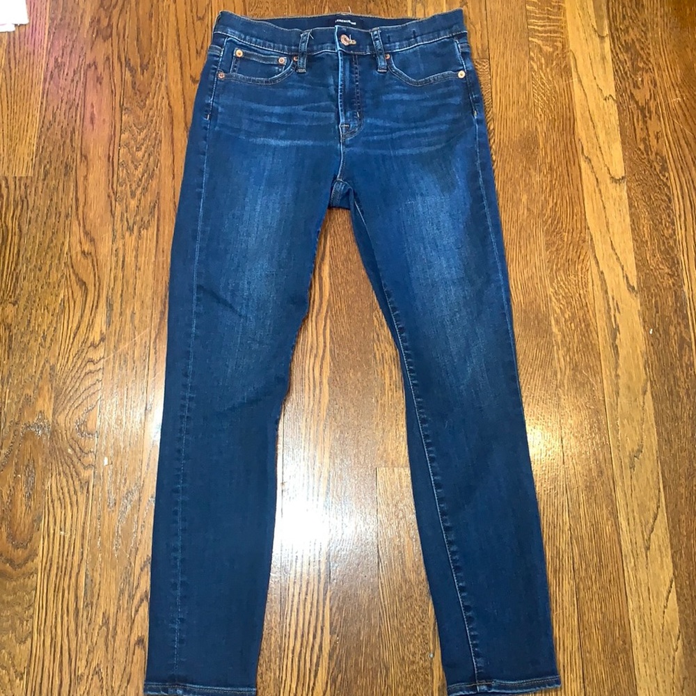 J Crew 9” High-Rise Toothpick skinny jeans